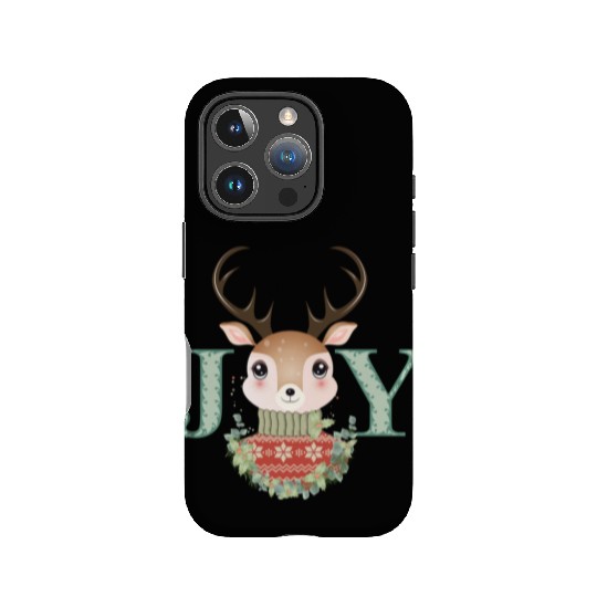 cute deer with sweater and Christmas wreath IPhone Cases
