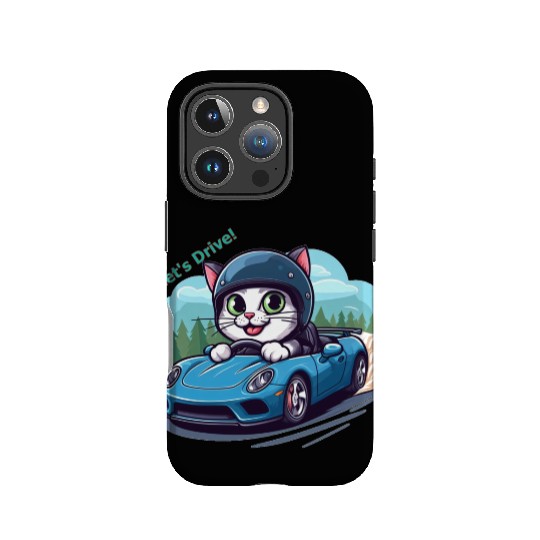 Playful Cat Racing Helmet IPhone Cases
