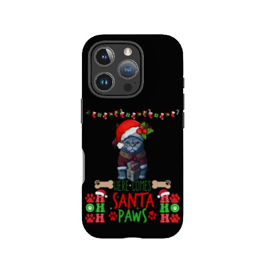 "Santa Paws' Kitty Welcome" IPhone Cases