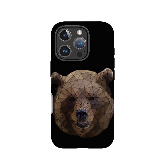 Polygonal brown bear triangular shape low poly art IPhone Cases