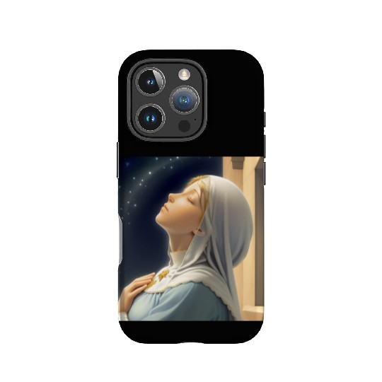 Virgin Mother Mary Praying on a Starry Night IPhone Cases