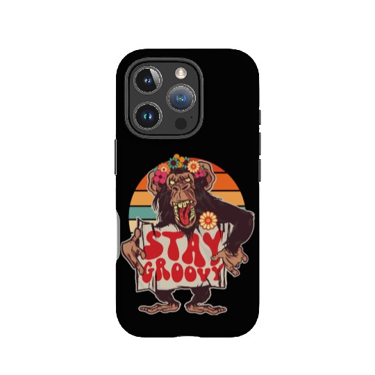 Stay Groovy Retro Flower Power Monkey For Groovy IPhone Cases