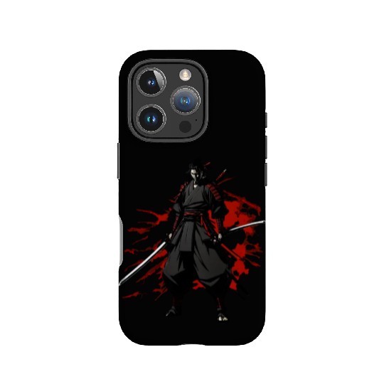 Anime Samurai Hero in Black Kimono IPhone Cases