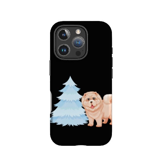 Christmas tree and brown cute dog IPhone Cases