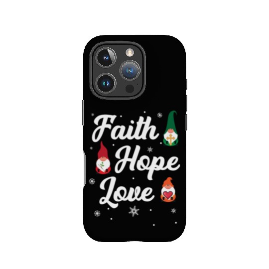 Faith Hope Love Religious Family Christmas Gnome IPhone Cases