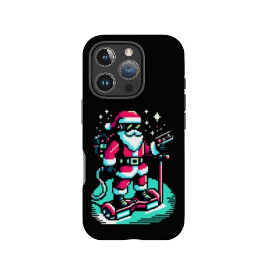 Witty 8-Bit Cyberpunk Santa IPhone Cases