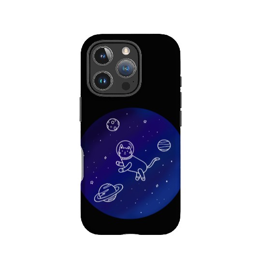 Doodle-Style Hand Drawn Space Cat IPhone Cases