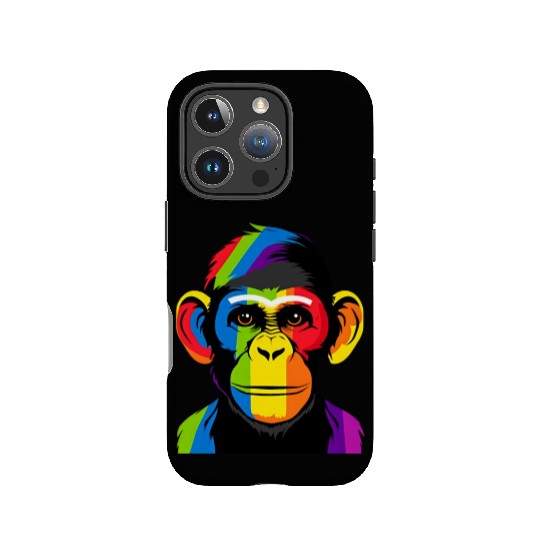 Expressive Chimpanzee in Colorful Graphic Artwork IPhone Cases