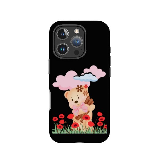 teddy bear and flowers IPhone Cases