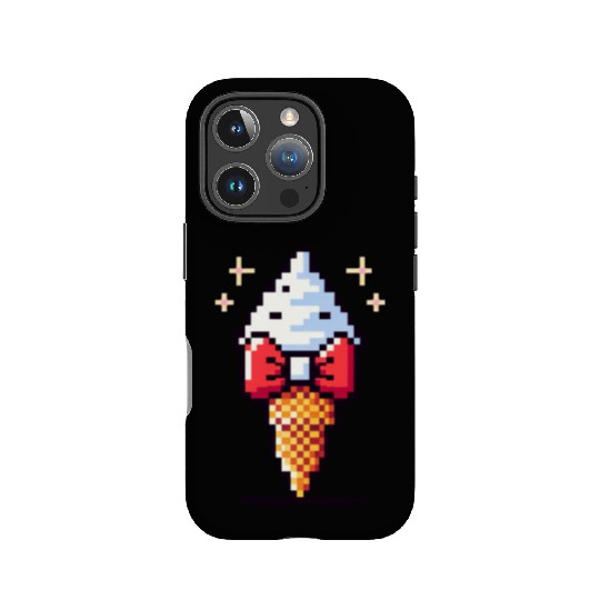 Whimsical 8-Bit Ice Cream: Retro Bow Tie Delight IPhone Cases