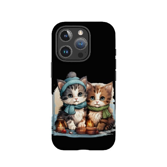 chubby kittens in Christmas stockings hanging IPhone Cases