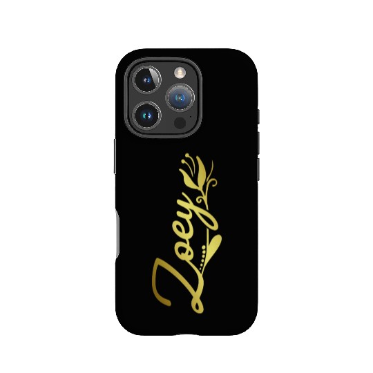 Zoey Name Faux Gold Tulip Flourish IPhone Cases