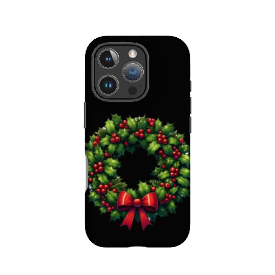 Festive Foliage: Classic Christmas Wreath IPhone Cases