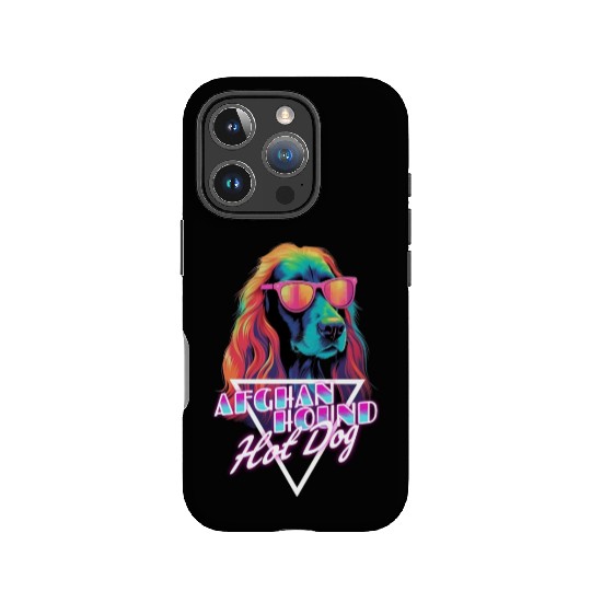 Retro Wave Afghan Hound Hot Dog IPhone Cases