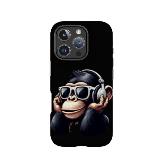 Chimpanzee with sunglasses and headphones IPhone Cases