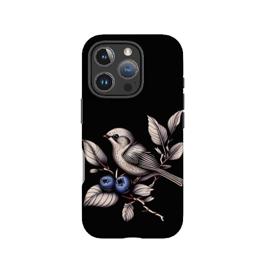 Bird on a Blueberry Branch IPhone Cases