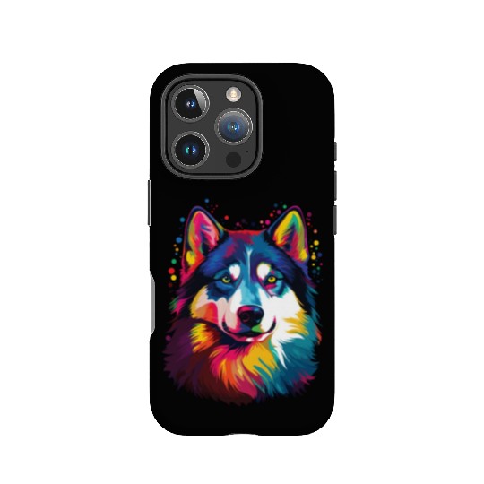 Watercolor Colorful Siberian Husky IPhone Cases