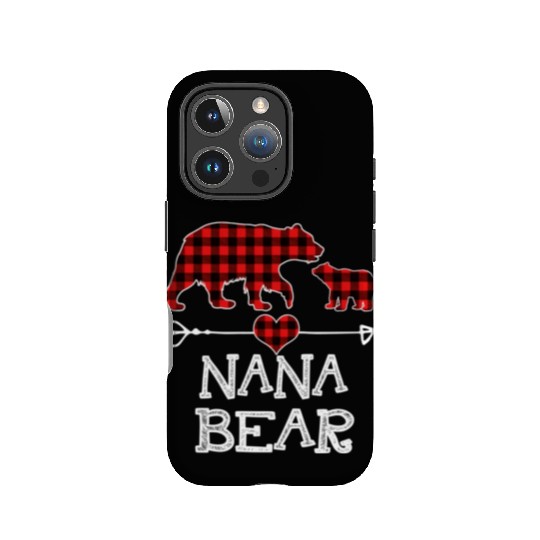 Nana Bear Pajama Red Plaid Buffalo Family IPhone Cases
