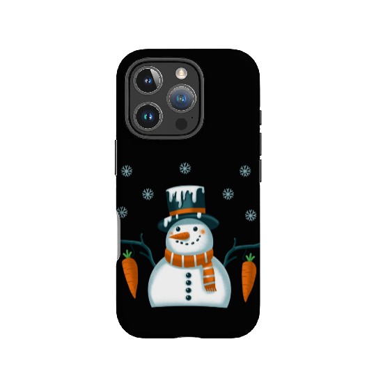 New Year's snowman with snowflakes IPhone Cases