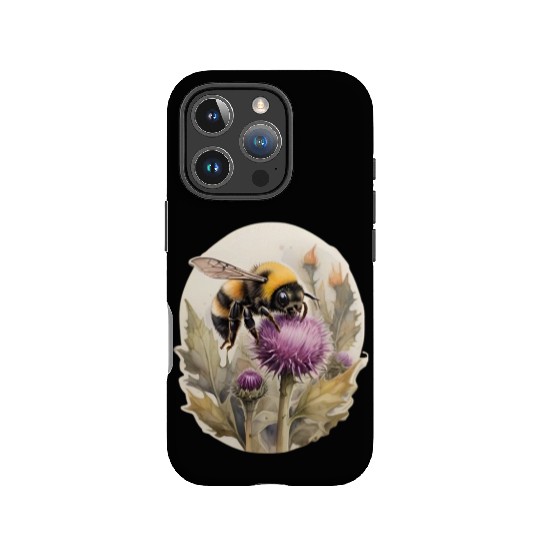 Bumblebee on thistle watercolor IPhone Cases