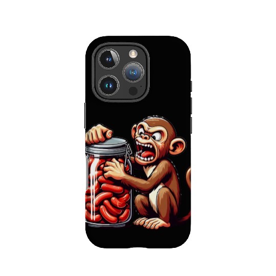 Frustrated monkey with sausage jar IPhone Cases