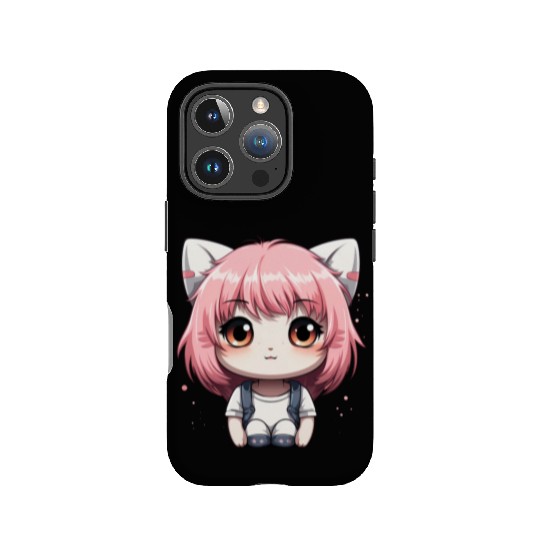 kawaii cat face with cat head IPhone Cases
