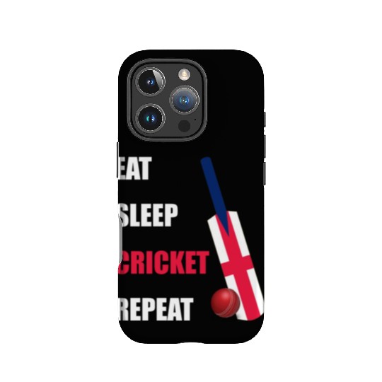 Eat Sleep Cricket Repeat England Flag Cricket Bat IPhone Cases