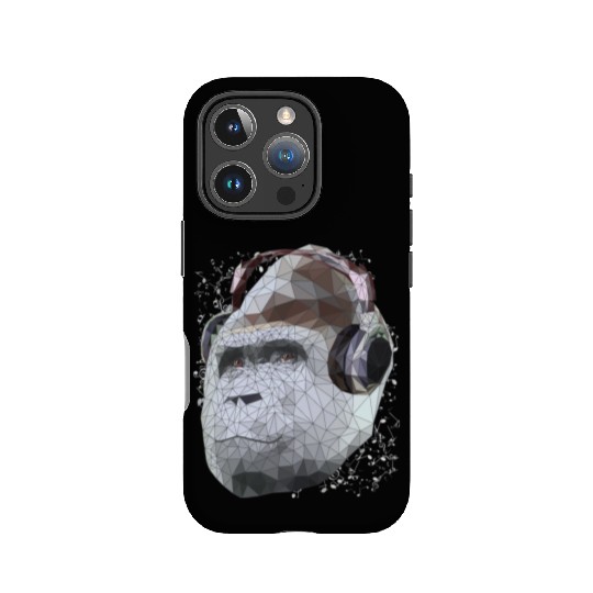 Gorilla with headphones low poly pop art IPhone Cases