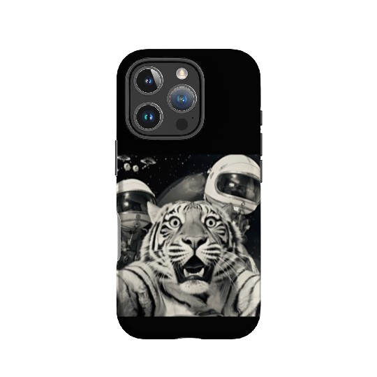 Funny Graphic IPhone Cases Tiger Selfie with Alien UFOs