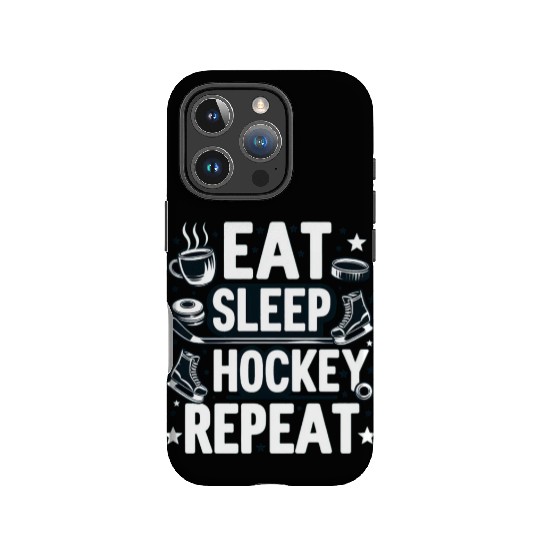 Eat sleep hockey repeat men IPhone Cases