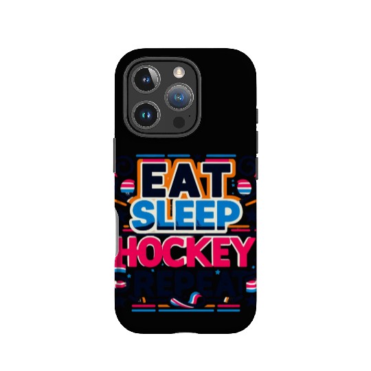 Eat sleep hockey repeat men IPhone Cases