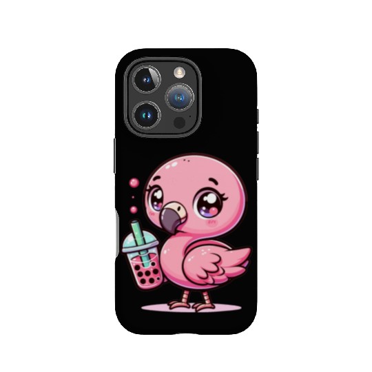 Cute Kawaii Flamingo Bubble Tea Lover Flamingo IPhone Cases