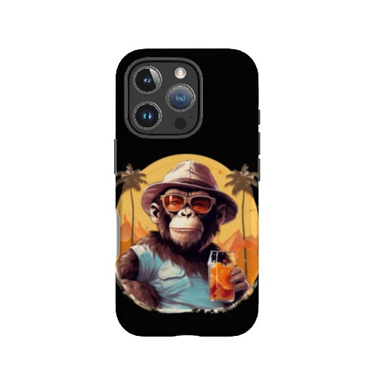 Cool Monkey With Drink Funny Animals Chimpanzee IPhone Cases