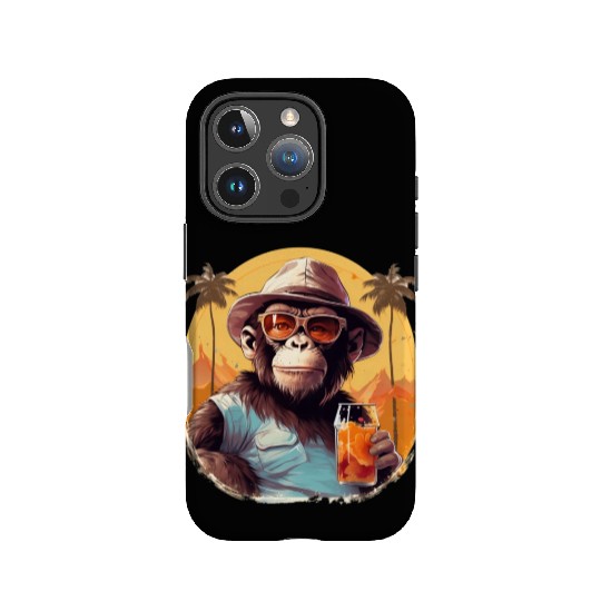 Cool Monkey With Drink Funny Animals Chimpanzee IPhone Cases