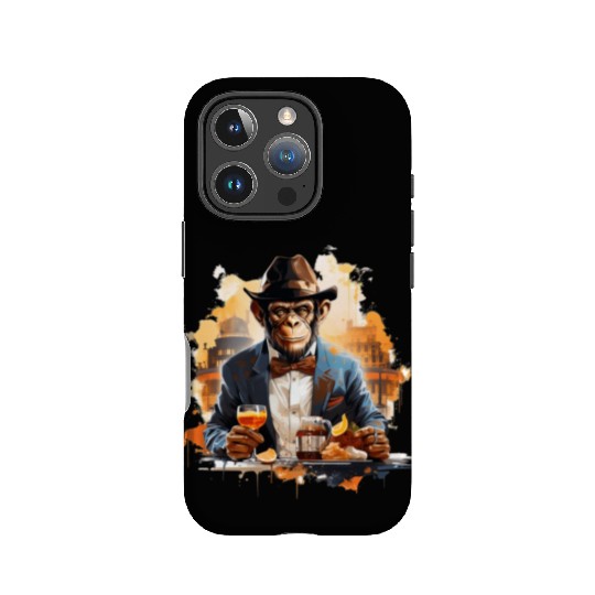 Cool Business Monkey with Drink Chimpanzee IPhone Cases