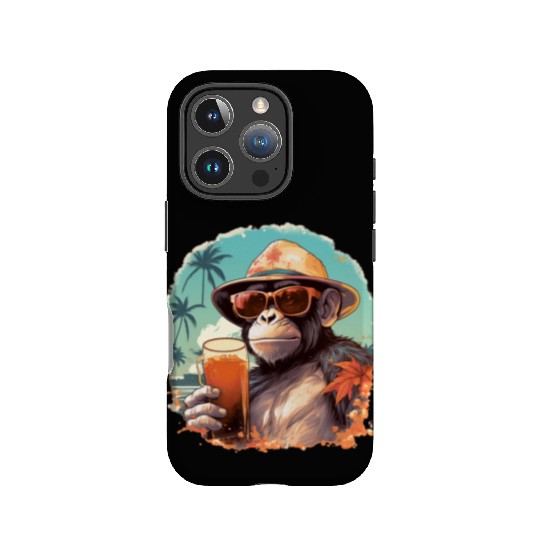 Cool Monkey With Drink Funny Animals Chimpanzee IPhone Cases