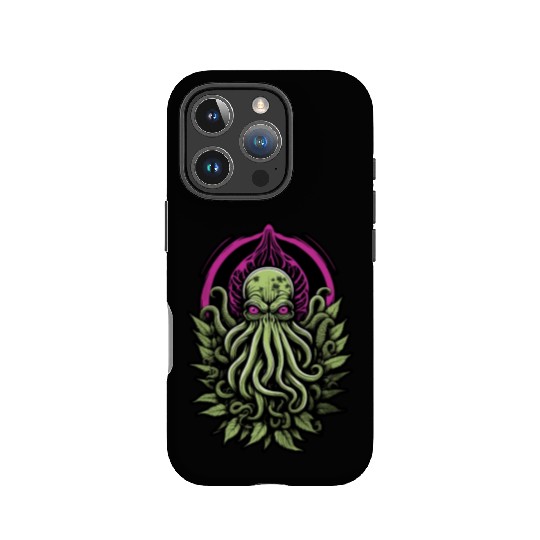 Colorful Cthulhu IPhone Cases with Marijuana Leaves