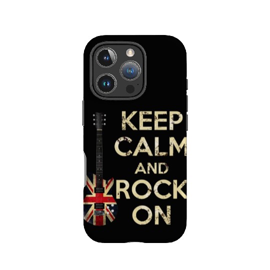 Keep Calm and Rock On Union Jack Guitar IPhone Cases