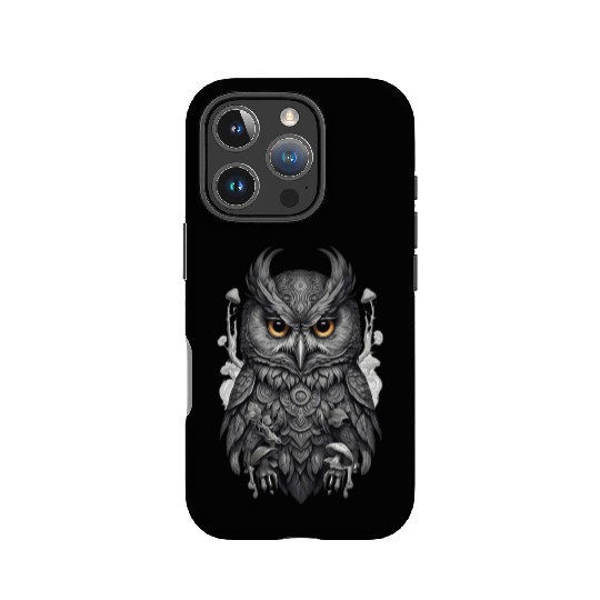 mythic black and white mandala owl IPhone Cases