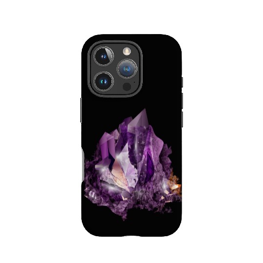 bright purple amethyst crystal motif IPhone Cases