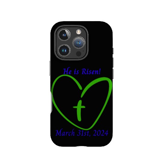 He Is Risen Heart with a Cross; March 31st, 2024 IPhone Cases
