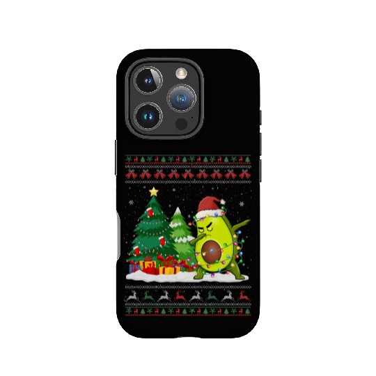 Dabbing Avocado Lover Vegan Santa Hat Ugly IPhone Cases