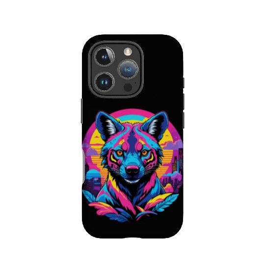 Neon Wild - Urban Hyena Portrait IPhone Cases