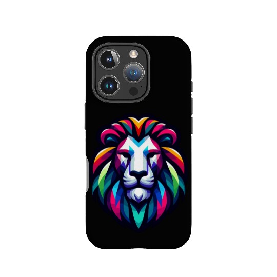 Vibrant Spectrum Lion - Abstract Wildlife Majesty IPhone Cases