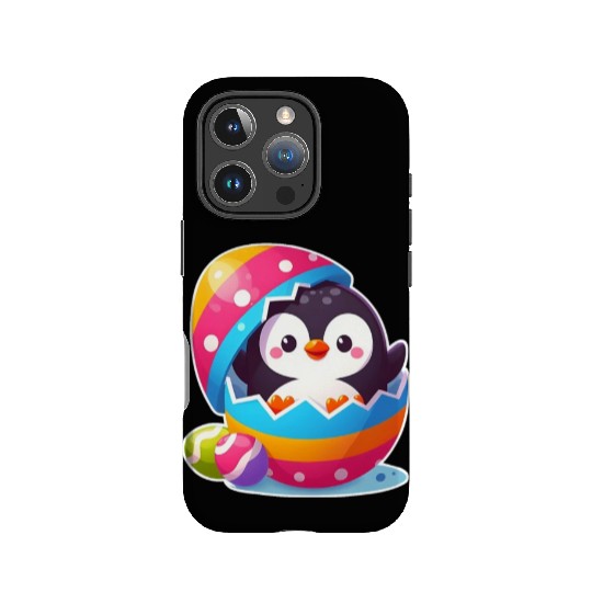 Penguin hatches from colorful Easter egg IPhone Cases