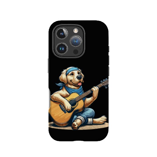 Golden Retriever playing Guitar IPhone Cases