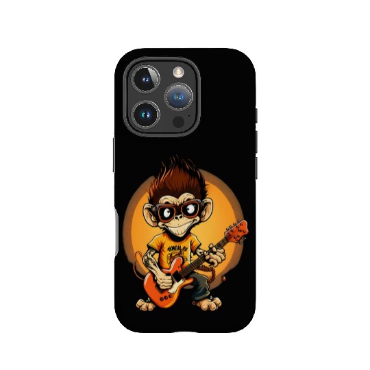 Monkey Chimpanzee Playing Acousitc Rock Guitar IPhone Cases