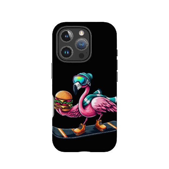 Flamingo Snowboard Burger Fun IPhone Cases