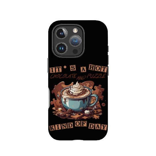 cute it hot chocolate and puzzle kind of day retro IPhone Cases
