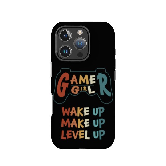 Gamer Girl Wake Up Make Up Level Up IPhone Cases